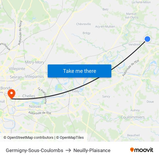 Germigny-Sous-Coulombs to Neuilly-Plaisance map