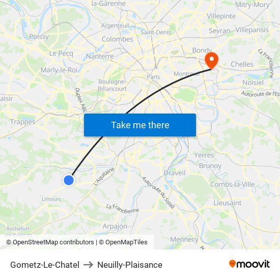 Gometz-Le-Chatel to Neuilly-Plaisance map