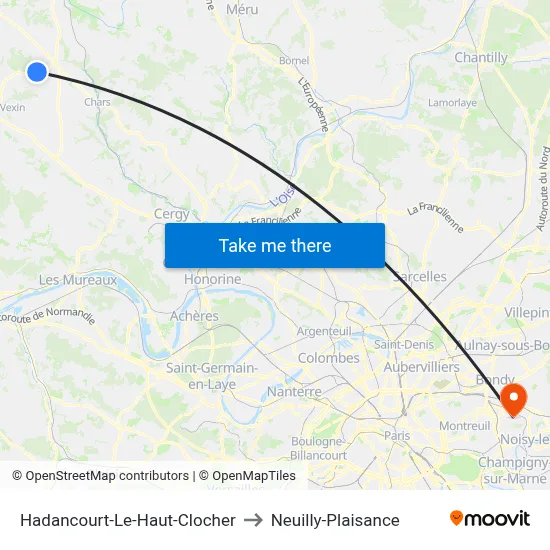 Hadancourt-Le-Haut-Clocher to Neuilly-Plaisance map