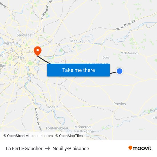 La Ferte-Gaucher to Neuilly-Plaisance map