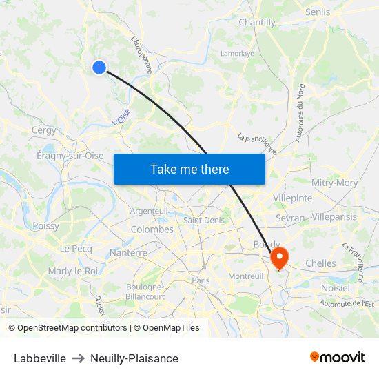 Labbeville to Neuilly-Plaisance map