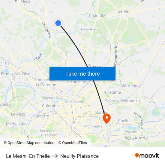 Le Mesnil-En-Thelle to Neuilly-Plaisance map