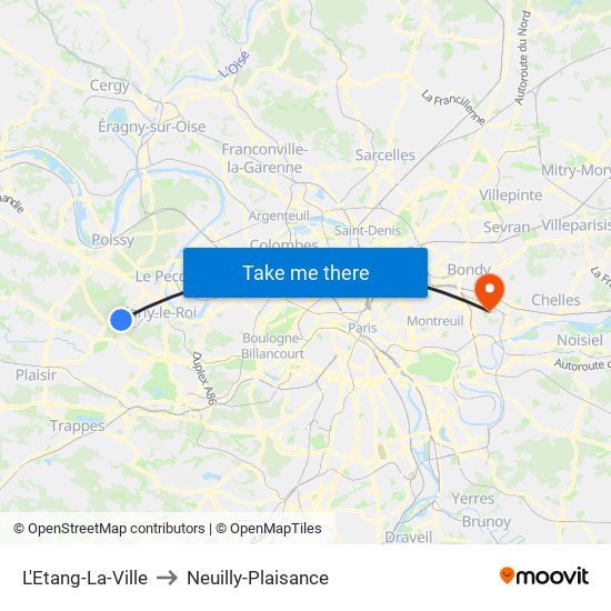 L'Etang-La-Ville to Neuilly-Plaisance map