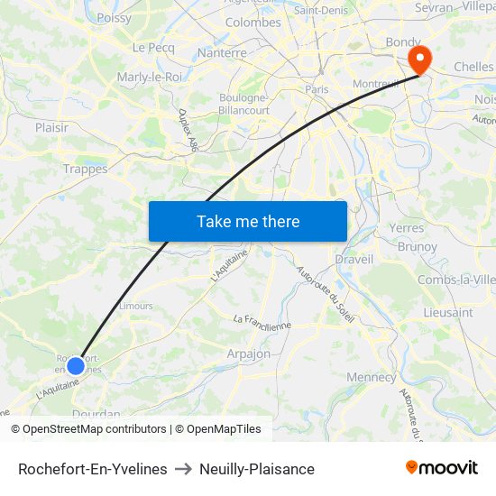 Rochefort-En-Yvelines to Neuilly-Plaisance map