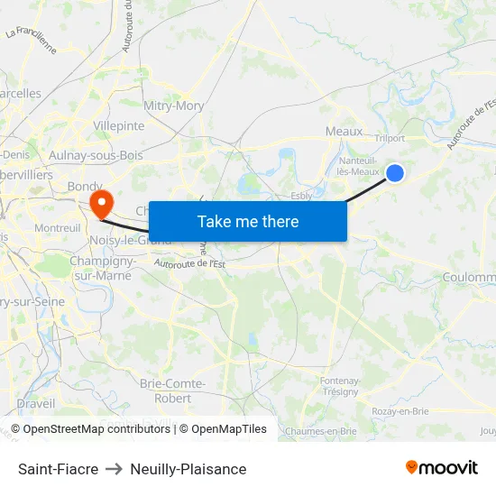 Saint-Fiacre to Neuilly-Plaisance map