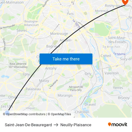 Saint-Jean-De-Beauregard to Neuilly-Plaisance map