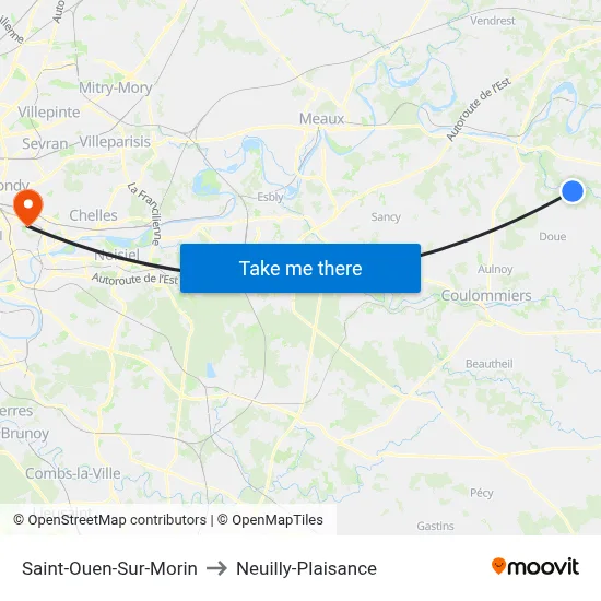 Saint-Ouen-Sur-Morin to Neuilly-Plaisance map
