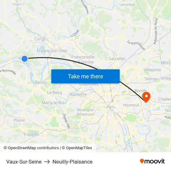 Vaux-Sur-Seine to Neuilly-Plaisance map
