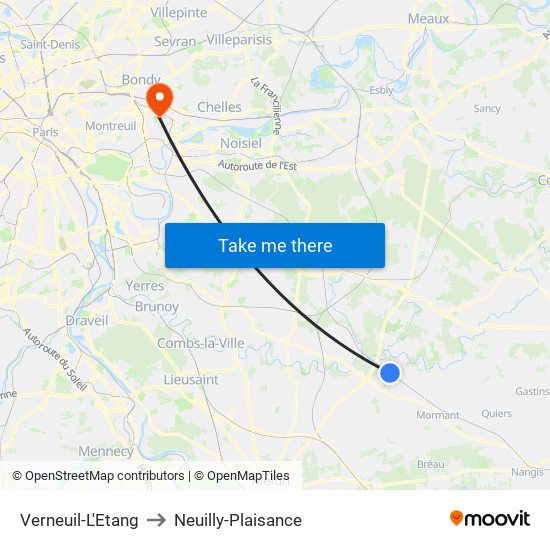 Verneuil-L'Etang to Neuilly-Plaisance map