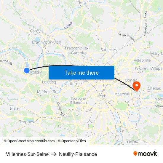 Villennes-Sur-Seine to Neuilly-Plaisance map