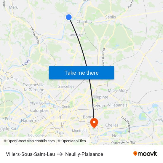 Villers-Sous-Saint-Leu to Neuilly-Plaisance map
