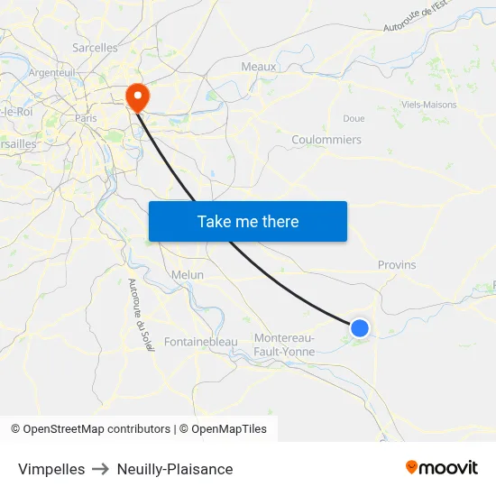 Vimpelles to Neuilly-Plaisance map