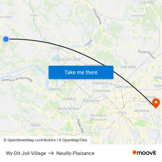 Wy-Dit-Joli-Village to Neuilly-Plaisance map