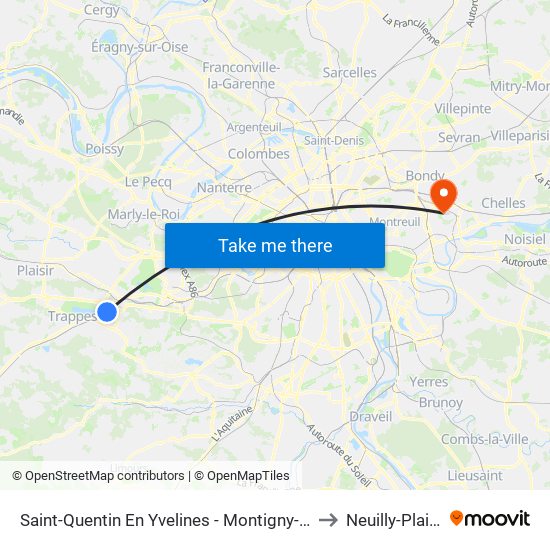 Saint-Quentin En Yvelines - Montigny-Le-Bretonneux to Neuilly-Plaisance map