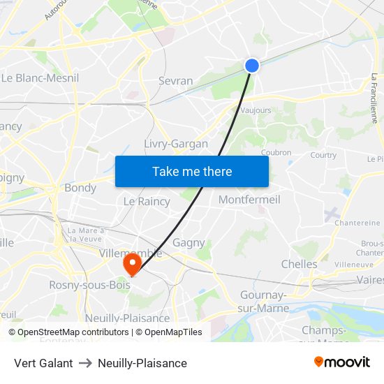 Vert Galant to Neuilly-Plaisance map