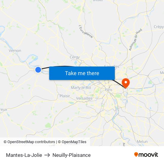 Mantes-La-Jolie to Neuilly-Plaisance map