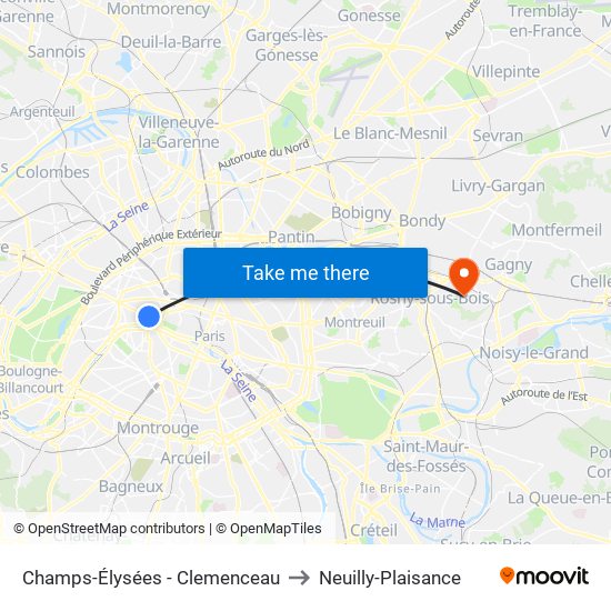 Champs-Élysées - Clemenceau to Neuilly-Plaisance map