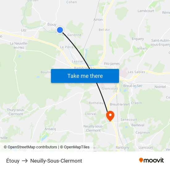 Étouy to Neuilly-Sous-Clermont map