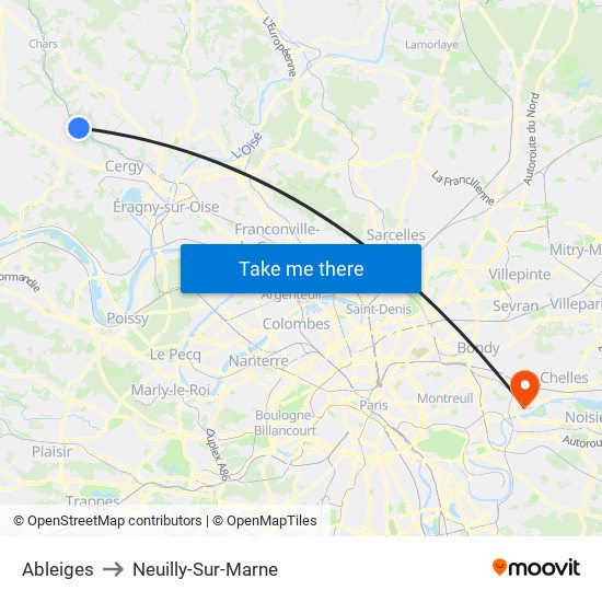 Ableiges to Neuilly-Sur-Marne map