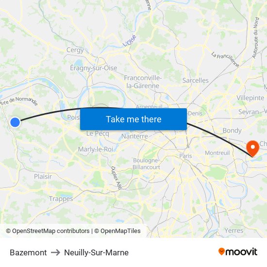 Bazemont to Neuilly-Sur-Marne map