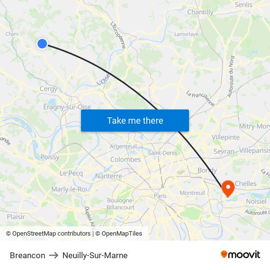 Breancon to Neuilly-Sur-Marne map