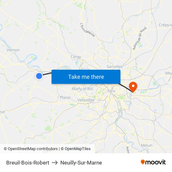 Breuil-Bois-Robert to Neuilly-Sur-Marne map