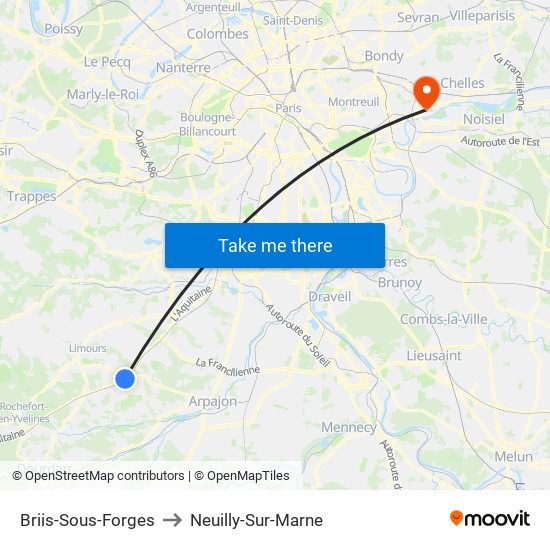 Briis-Sous-Forges to Neuilly-Sur-Marne map