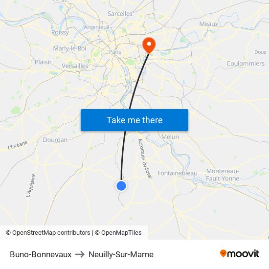 Buno-Bonnevaux to Neuilly-Sur-Marne map