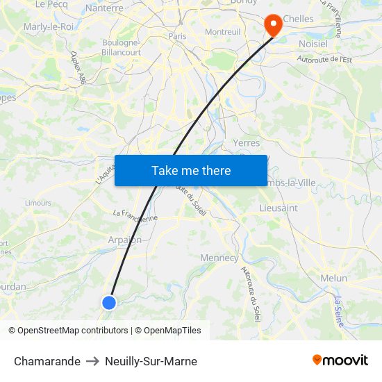 Chamarande to Neuilly-Sur-Marne map