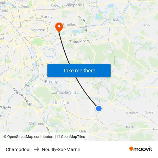 Champdeuil to Neuilly-Sur-Marne map