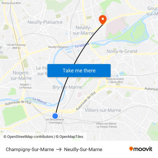 Champigny-Sur-Marne to Neuilly-Sur-Marne map