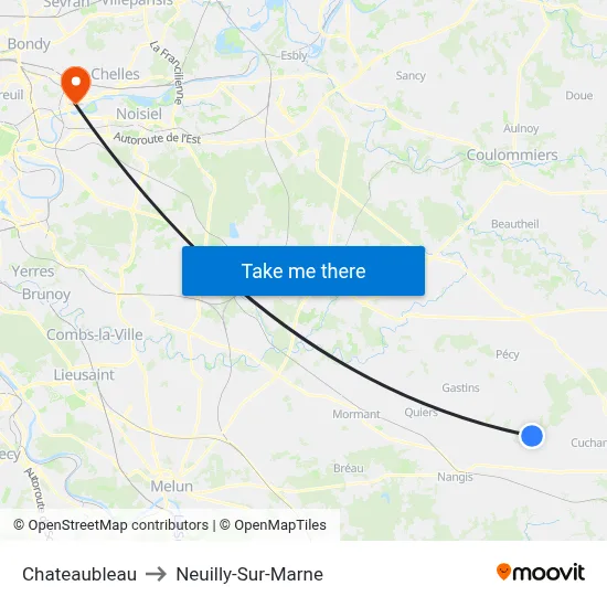 Chateaubleau to Neuilly-Sur-Marne map