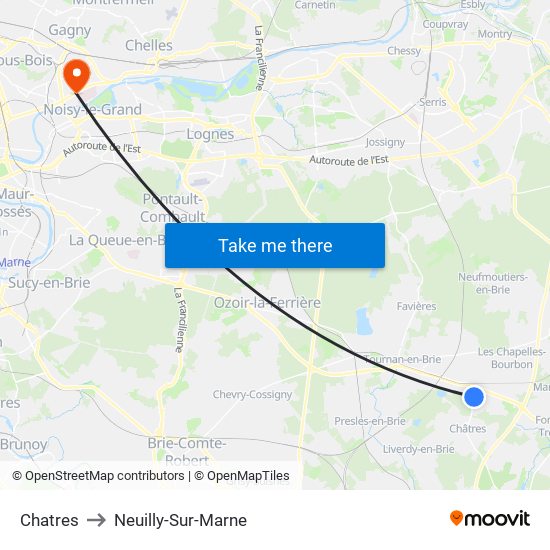 Chatres to Neuilly-Sur-Marne map