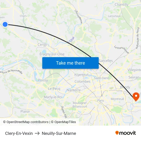 Clery-En-Vexin to Neuilly-Sur-Marne map