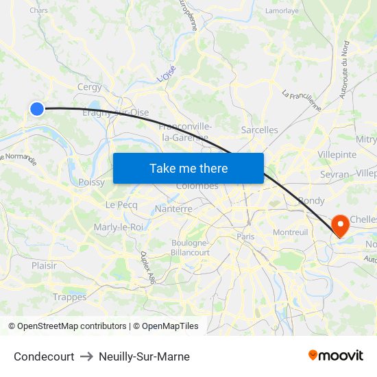 Condecourt to Neuilly-Sur-Marne map