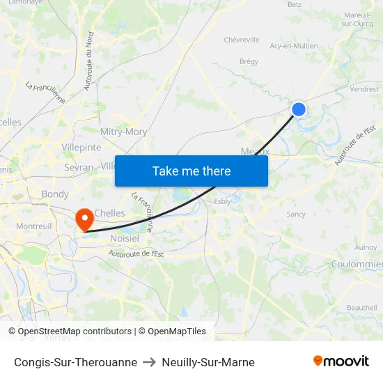 Congis-Sur-Therouanne to Neuilly-Sur-Marne map