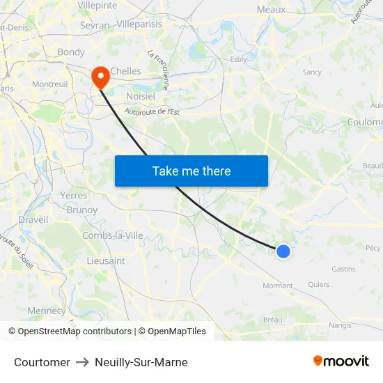 Courtomer to Neuilly-Sur-Marne map