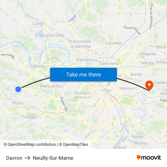Davron to Neuilly-Sur-Marne map