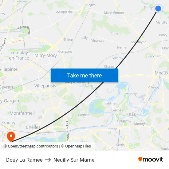 Douy-La-Ramee to Neuilly-Sur-Marne map