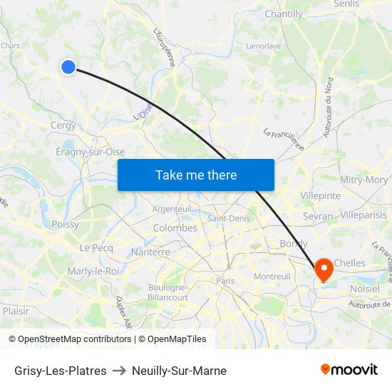 Grisy-Les-Platres to Neuilly-Sur-Marne map