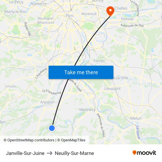 Janville-Sur-Juine to Neuilly-Sur-Marne map
