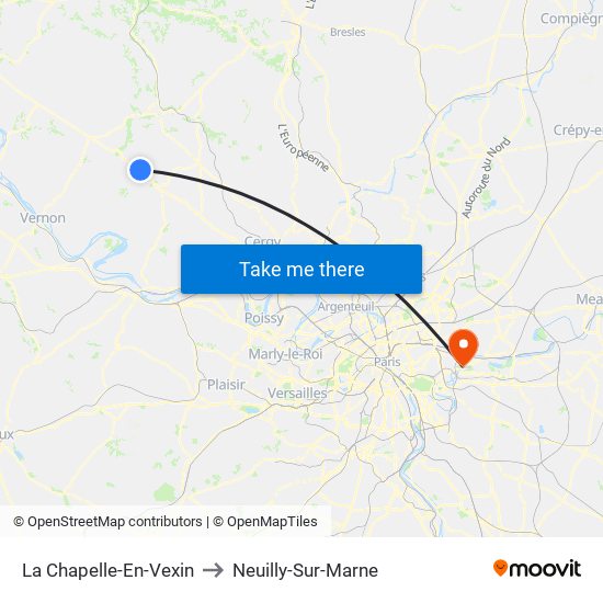 La Chapelle-En-Vexin to Neuilly-Sur-Marne map