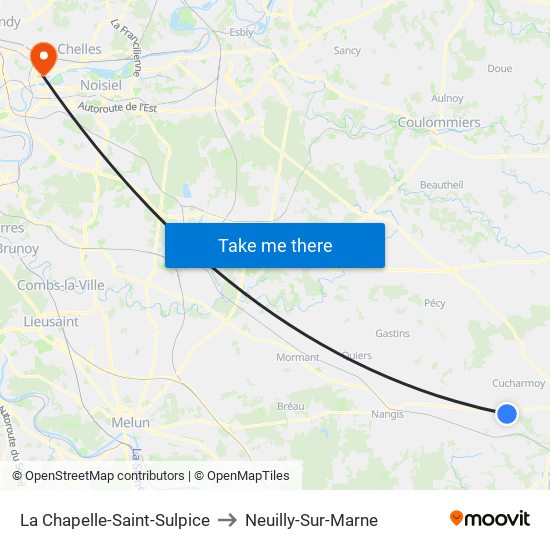 La Chapelle-Saint-Sulpice to Neuilly-Sur-Marne map