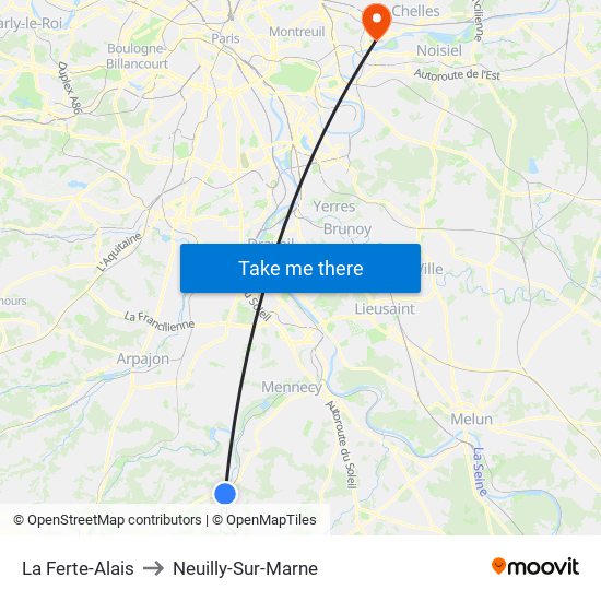 La Ferte-Alais to Neuilly-Sur-Marne map