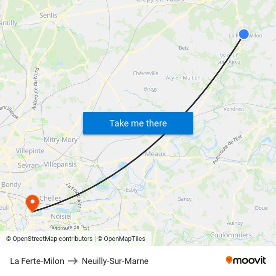 La Ferte-Milon to Neuilly-Sur-Marne map