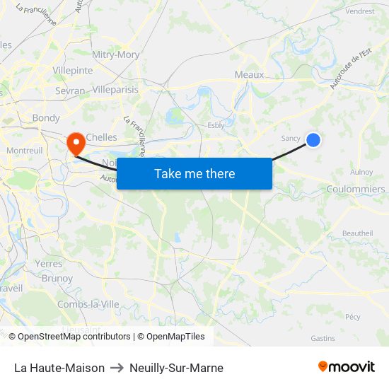 La Haute-Maison to Neuilly-Sur-Marne map