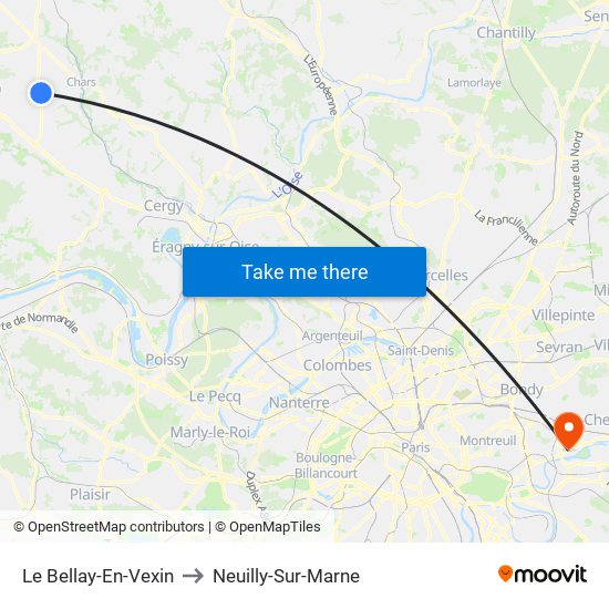 Le Bellay-En-Vexin to Neuilly-Sur-Marne map