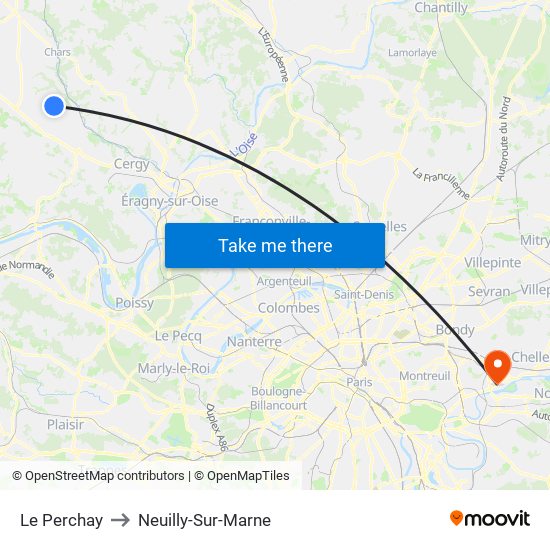 Le Perchay to Neuilly-Sur-Marne map
