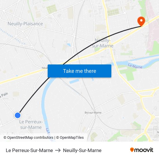 Le Perreux-Sur-Marne to Neuilly-Sur-Marne map