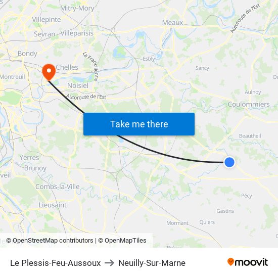 Le Plessis-Feu-Aussoux to Neuilly-Sur-Marne map